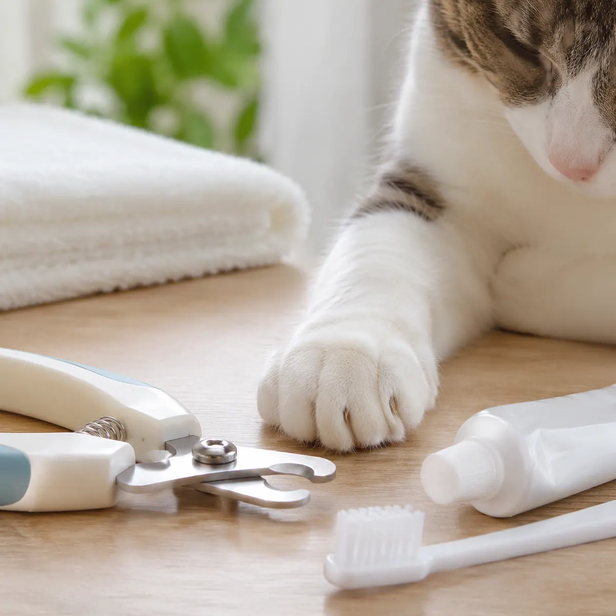 Daily Cat Cleaning Care for Coat Teeth Ears and Litter closing image